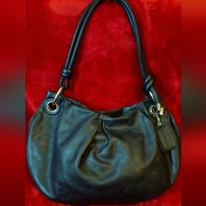 Coach Parker Black Leather Hobo Bag with Knot Tie Handle